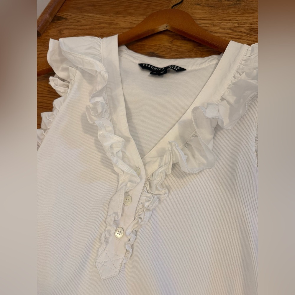 Veronica Beard Adrianna Ruffled Ribbed Top Size XS - Picture 8 of 11